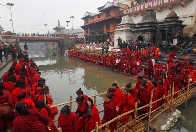 Swasthani Bratakatha festival in Kathmandu, Nepal.