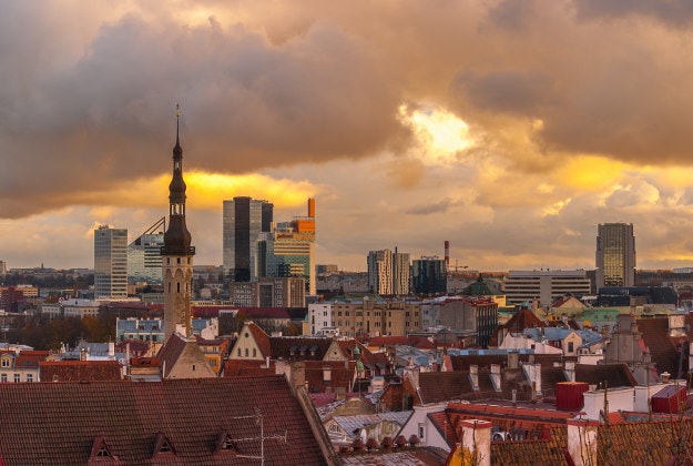 Tallinn at dusk.