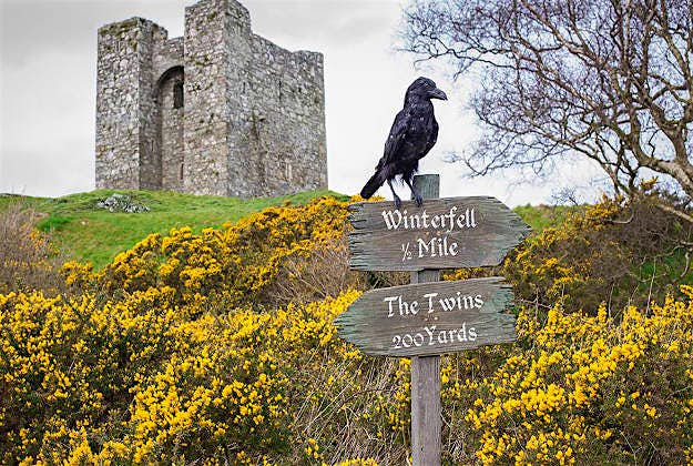Travel News - gameofthrones1 An earlier Game of Thrones-themed sign at Audley's Castle, Strangford, County Down.