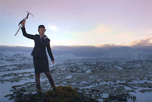 Travel News - icelandair 2 An Icelandair air hostess wielding an ice pick in Iceland