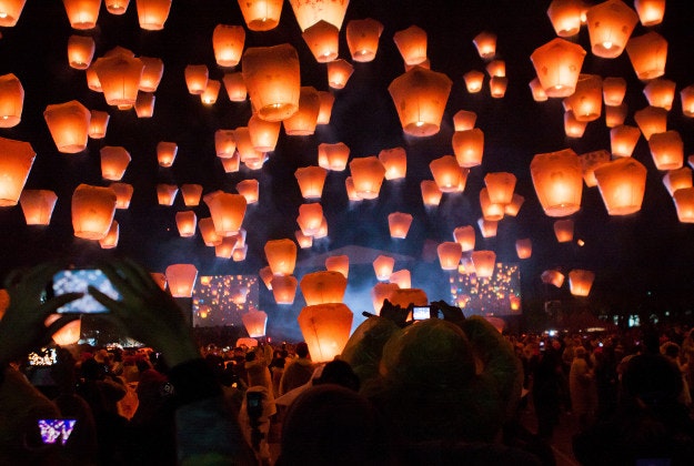 Pingxi Sky Lantern Festival 2014 in Taiwan. 
