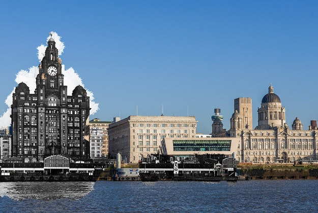 Composite images of Liverpool show how the city has changed over time. 