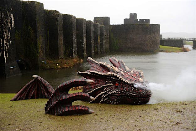 Travel News - Caerphilly Dragon 2 Cadw PA Wire Fire-breathing dragon at Caerphilly Castle, Wales. Image by Cadw/PA Wire.