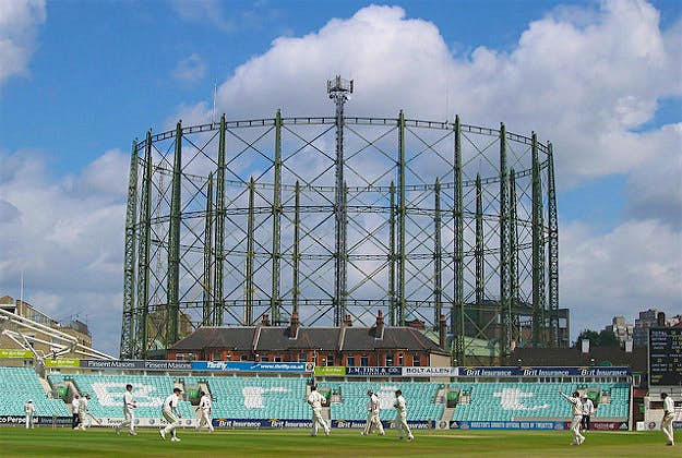 Travel News - Oval gasometer secretlondon123 The Oval cricket ground and gasometer.