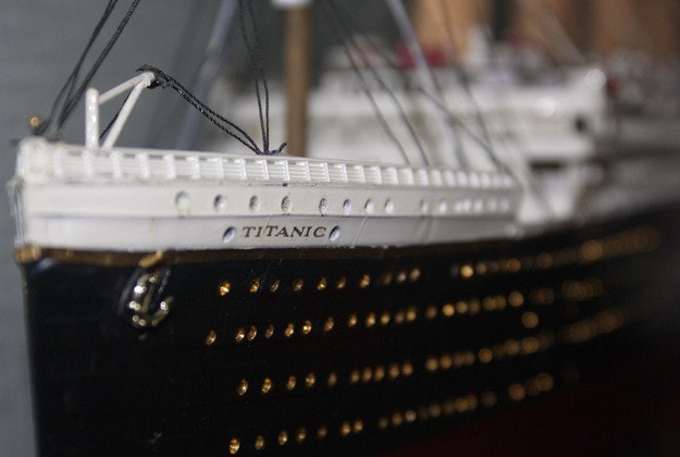 A model of the Titanic ship.