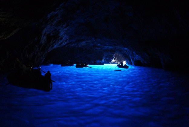 The Blue Grotto in Italy. 