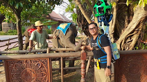 Travel News - thai3 Trekker says hi to the elephants at the Thai Thani Art & Culture Village.