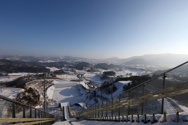 The Pyeongchang Olympic ski jump.