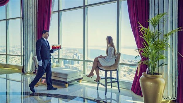Travel News - St Regis Abu Dhabi Suite 1 Brunch in the clouds - sensational views 220 metres above sea level.