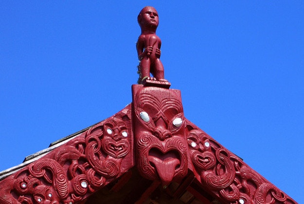 Maori carvings at Waitangi Treaty Grounds.