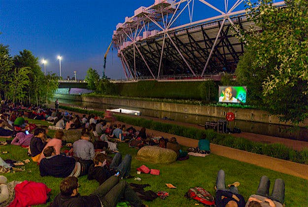 Travel News - Floating Cinema Festival Ambulante Floating Cinema at the Olympic Park, London, 2014.