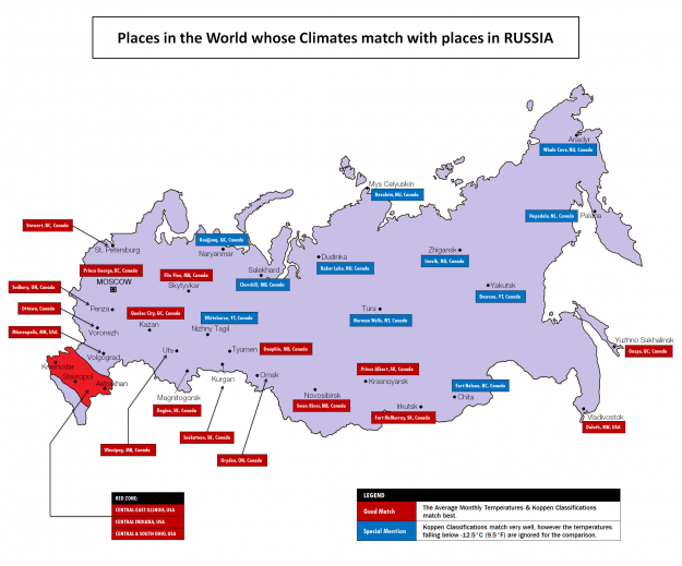 A climate map of Russia