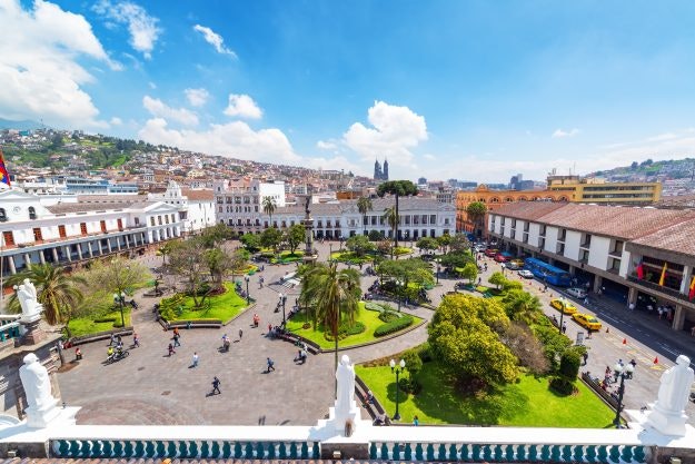 QUITO, ECUADOR - MARCH 6: Activity in the Plaza Grande in Quito, Ecuador on March 6, 2015