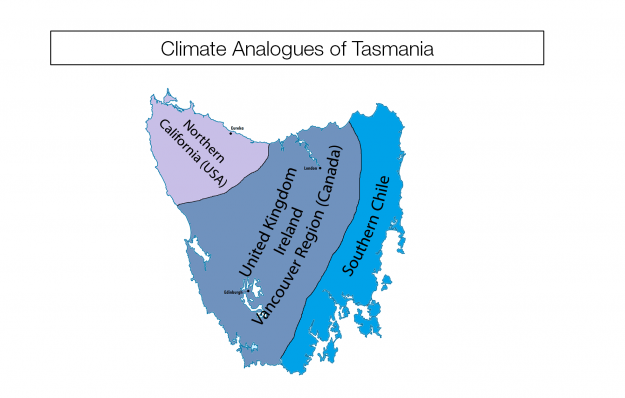 A climate analogue map of Tasmania.