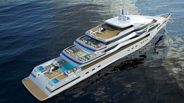 Travel News - 110M_HALYCON_01 Artist's rendering of the Halycon Superyacht from by Gill Schmid Design.