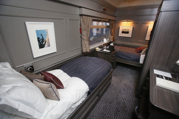 One of the bedrooms on board the Belmond Grand Hibernian. 