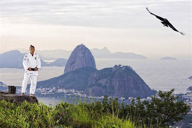 Travel News - Brazil Rafaela Silva, 2016 Rio Olympic Games Preview Judoka Rafaela Silva posing in front of Sugarloaf Mountain.