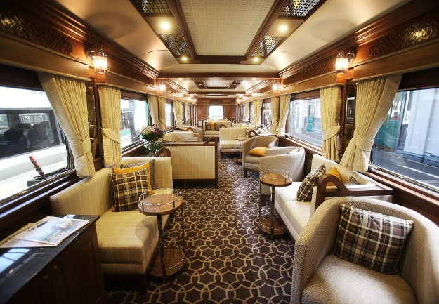 The lounge on board the Belmond Grand Hibernian, pictured after it arrived into Heuston Station. The Belmond Grand Hibernian is the first luxury sleeper touring train in Ireland, the train collected its first customers before will be departing for Cork.