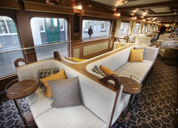 The lounge on board the Belmond Grand Hibernian. 