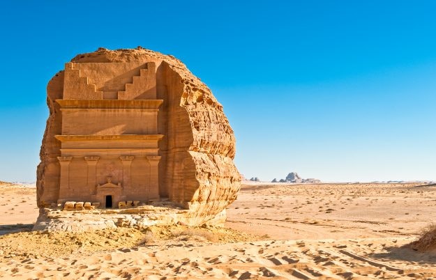 Saudi Arabia, Madain Saleh, the archaeological site with the Nabatean tomb of the 1st century.