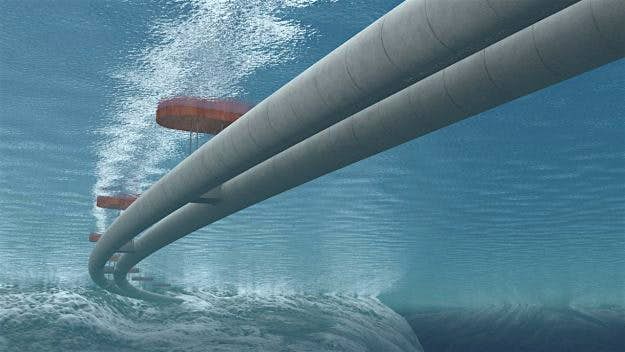 Travel News - Underwater tunnel 2 Rendering of the submerged tunnel that would have to be created to strict safety guidelines.