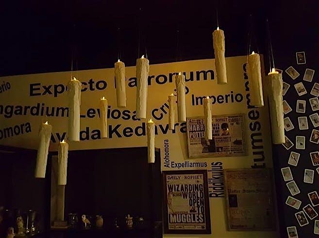 Travel News - hogwarts-themed-cafe Candles hanging from the ceiling Photo: Hogwarts Cafe Facebook