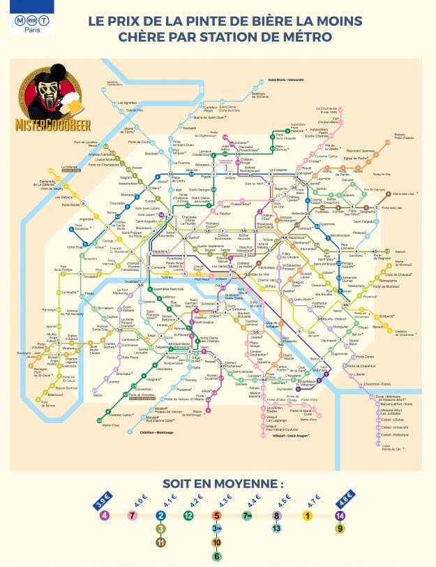 Find The Cheapest Beer In Paris With This New Metro Map Lonely Planet