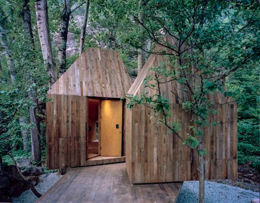 Travel News - treehouse Crowdfunded treehouses have been built in woodland in Beijing, China. Image: Sun Haiting, Roadside Alien Studio.