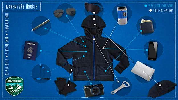 Travel News - adventure-hoodie-kickstarter-image The hoodie evolved from a simpler version called the Drinking Jacket.