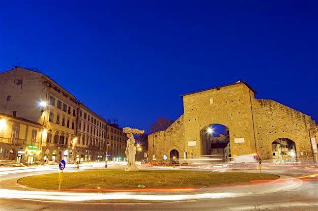 Travel News - Italy, Tuscany, Florence. Car light trails on Piazzale di Porta Romana Car light trails on Piazzale di Porta Romana