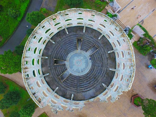 Travel News - Replicas Of World's Iconic Landmarks Appear In Ningbo The Colosseum model as seen from above.
