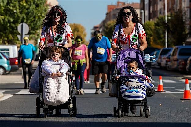 Travel News - SPAIN-NUCLEAR-ENERGY-ZOMBIE-RUN-HALLOWEEN Greenpeace organised zombie themed races in the Spanish towns close to nuclear power plants, to protest against nuclear energy on the eve of Halloween.