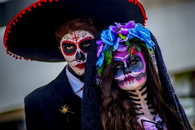 Travel News - Festival of the Dead in Sao Paulo People in costume wait to parade during the Dia de los Muertos (Day of the Dead) festival at the Memorial da America latina in São Paulo, Brazil.
