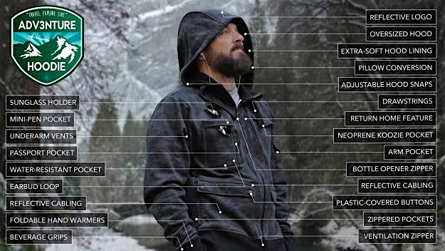 Travel News - Kickstarter Main Image The hoodie has 23 different dynamic features.
