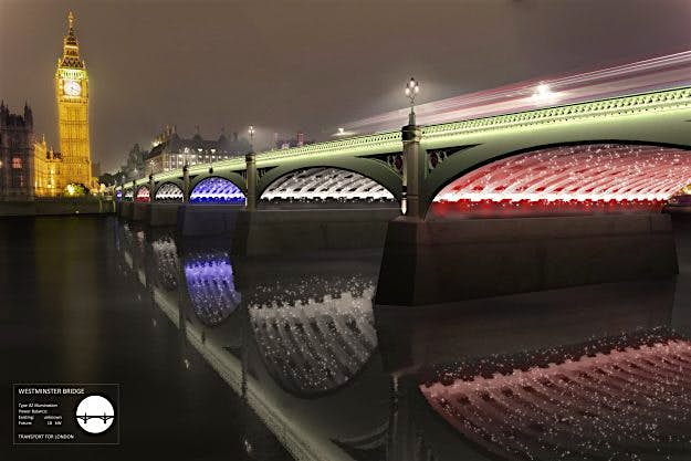 Travel News - 3 (c) MRC and Les Éclairagistes Associés The "A River Ain’t Too Much To Light" design features lampposts of light emerging from the river