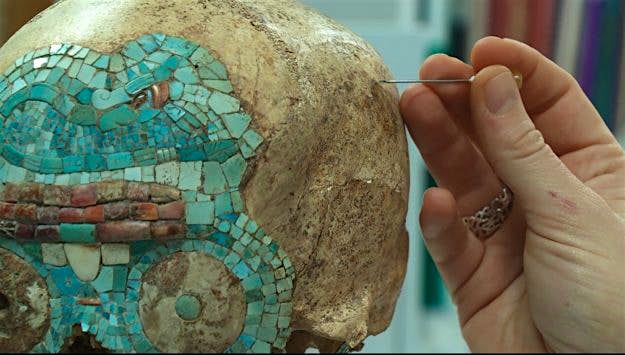 Travel News - back-up-lijm-onderzoek A Dutch museum has incorporated a fake Mixtec skull into its collection. Image: Museum Volkenkunde