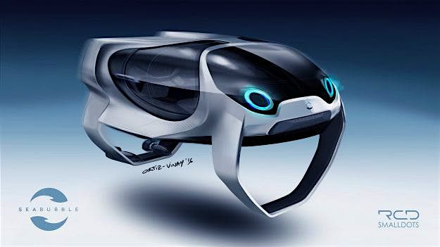 Travel News - V2 front The newest drawing of the Seabubble.