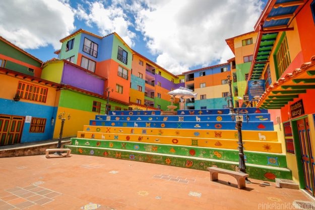 Green, yellow and blue steps in Guatapé.