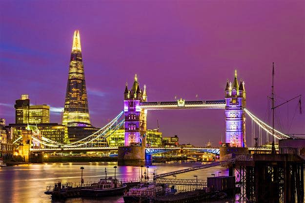 Travel News - View of Tower Bridge in the evening - London. London was voted the best city in the world for quality of life in a PwC study. Image: Leonid Andronov/Shutterstock