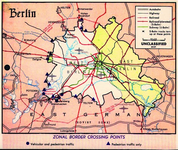Travel News - 30249400893_7226492eb9_o Map of Berlin crossings from the 1960's.