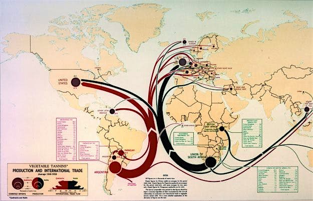 Travel News - 30583518780_99a94d8358_b Map of Production and International Trade from the 1950's.