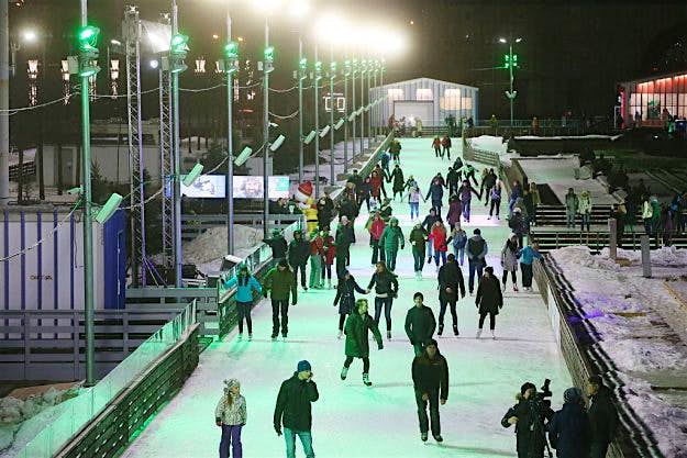 Travel News - Ice skating rink opens at VDNKh Exhibition Center in Moscow Outdoor ice skating rink at the VDNKh Exhibition Center.