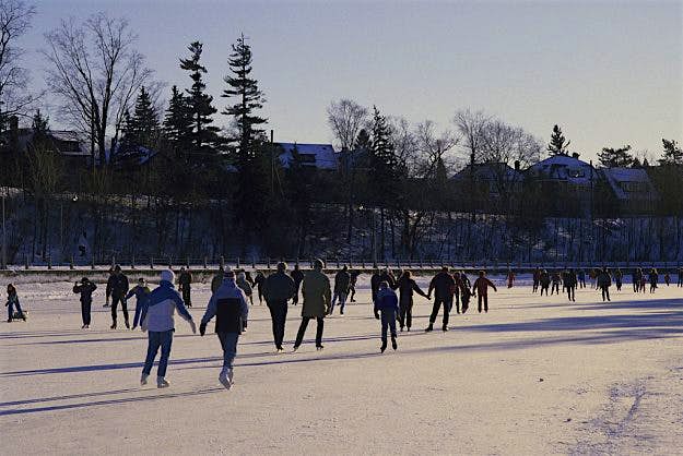 Travel News - Canada, Ontario, Ottawa, People Ice Skating On Rideau Canal People Ice Skating On Rideau Canal.
