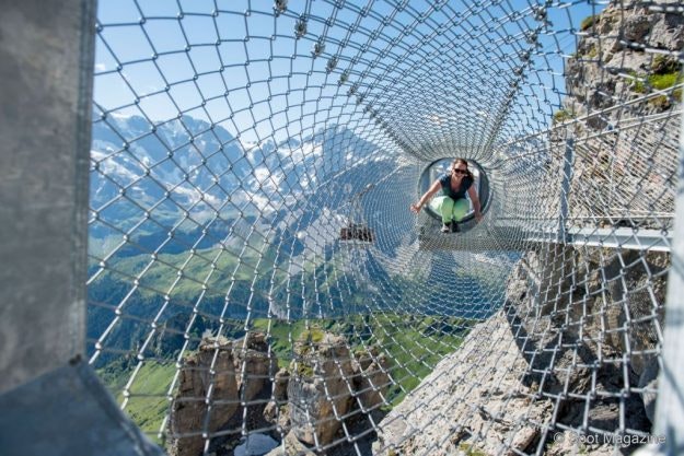 The Thrill Walk is a dramatic bridge at the Schilthorn summit in the Bernese Oberland in Switzerland. Image: Schilhtorn