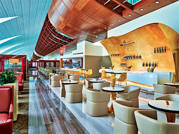 Travel News - Champagne-lounge Emirates Dubai lounge Customers can visit a Moët & Chandon champagne lounge created exclusively for the Emirates Business Lounge.