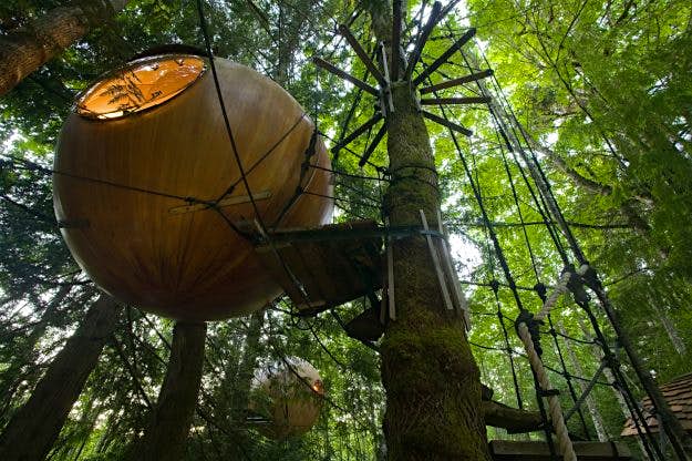 Travel News - GettyImages-145113128 Free Spirit Spheres on Vancouver Island in British Columbia, Canada. Image: Boomer Jerritt