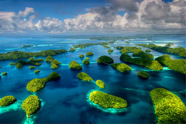Travel News - gettyimages-168821275 Rock Islands, Republic of Palau, seen from the air.