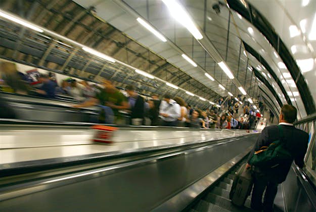 Travel News - HolbornGettyImages-521961350 Commuters travelling on the escalators at Holborn Tube Station, London.