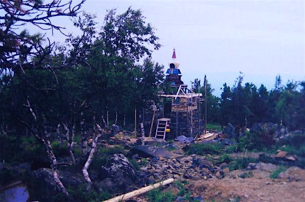 Travel News - The early days of the monastery. A photograph from the early days of the monastery being built.