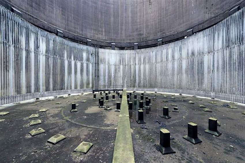 Travel News - 04_coolingTowers A cooling tower in Luxemburg that features a clockwork-like design.
